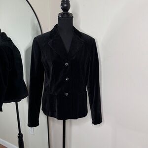 Pendleton Velvet Button Front Blazer Pockets Black Size 8